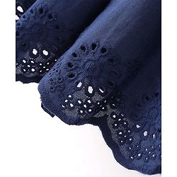 Babyhug Cotton Woven Mid Thigh Length Skirt with Lining & Bow Applique - Navy Blue