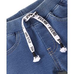 Babyhug Full Length Stretchable Solid Color Denim Jogger - Blue