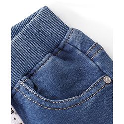Babyhug Full Length Stretchable Solid Color Denim Jogger - Blue