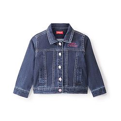 Babyhug Full Sleeves Denim Jacket With Pockets Unicorn Sequins - Blue