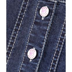Babyhug Full Sleeves Denim Jacket With Pockets Unicorn Sequins - Blue