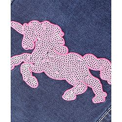 Babyhug Full Sleeves Denim Jacket With Pockets Unicorn Sequins - Blue