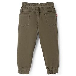 Babyhug Cotton Woven Full Length Trousers with Stretch Solid Color - Olive