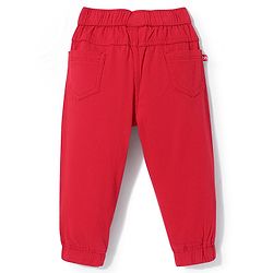 Babyhug Cotton Woven Full Length Trousers with Stretch Solid Color - Olive