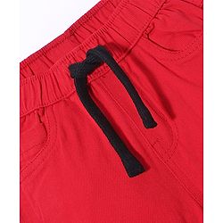 Babyhug Cotton Woven Full Length Trousers with Stretch Solid Color - Red