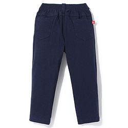 Babyhug Cotton Woven Full Length Trousers with Stretch Solid Color - Navy Blue