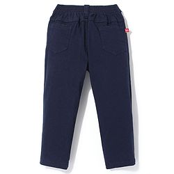 Babyhug Cotton Woven Full Length Trousers with Stretch Solid Color - Navy Blue