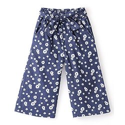 Babyhug Cotton Ankle Length Culottes Floral Printed - Blue