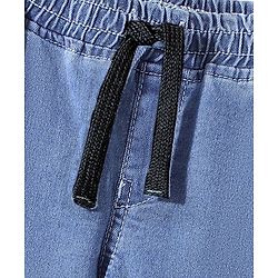 Babyhug Denim Full Length Joggers with Stretch Solid Color - Light Blue