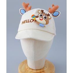 Babyhug Free Size Baseball Summer Cap with Reindeer Applique - Beige(Text on the cap may vary)