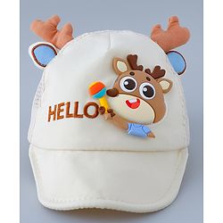 Babyhug Free Size Baseball Summer Cap with Reindeer Applique - Beige(Text on the cap may vary)
