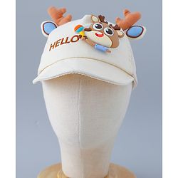 Babyhug Free Size Baseball Summer Cap with Reindeer Applique - Beige(Text on the cap may vary)