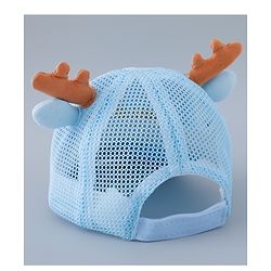 Babyhug Free Size Baseball Summer Cap with Reindeer Applique - Blue