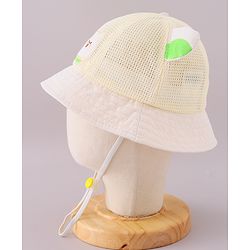 Babyhug Cotton Free Size Bucket Hat with Bear Embroidery - Beige