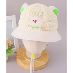 Babyhug Cotton Free Size Bucket Hat with Bear Embroidery - Beige