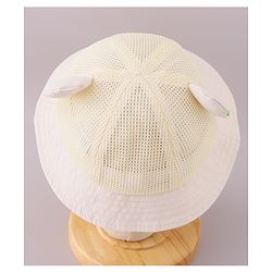 Babyhug Cotton Free Size Bucket Hat with Bear Embroidery - Beige