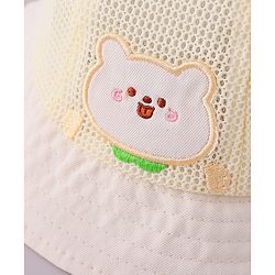 Babyhug Cotton Free Size Bucket Hat with Bear Embroidery - Beige