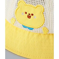 Babyhug Cotton Free Size Bucket Hat with Bear Embroidery - Yellow