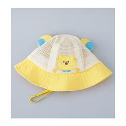 Babyhug Cotton Free Size Bucket Hat with Bear Embroidery - Yellow