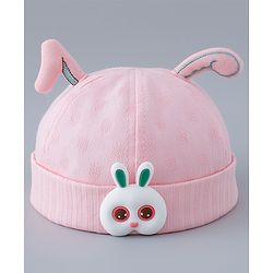 Babyhug Cotton Bucket Hat with Bunny Applique - Pink