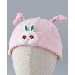 Babyhug Cotton Bucket Hat with Bunny Applique - Pink
