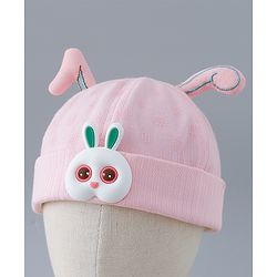 Babyhug Cotton Bucket Hat with Bunny Applique - Pink