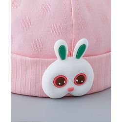 Babyhug Cotton Bucket Hat with Bunny Applique - Pink