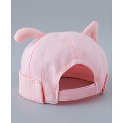 Babyhug Cotton Bucket Hat with Bunny Applique - Pink