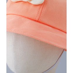Babyhug Cotton Free Size Bucket Hat with Teddy Applique Orange - Circumference 50 cm