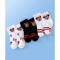 Cute Walk Disney By Babyhug Anti Bacterial Ankle Length Socks Minnie Mouse Design Pack Of 3 - Multicolour