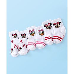 Cute Walk by Babyhug Antibacterial Ankle Length Socks Minnie Mouse Design Pack of 3- Multicolour