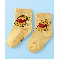 Cute Walk Disney By Babyhug Anti Bacterial Ankle Length Socks Mickey Mouse & Pooh Design Pack Of 3 - Multicolour