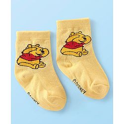 Cute Walk Disney By Babyhug Anti Bacterial Ankle Length Socks Mickey Mouse & Pooh Design Pack Of 3 - Multicolour