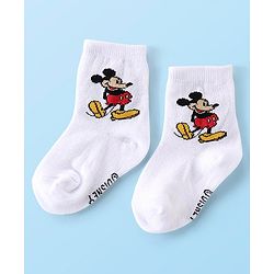 Cute Walk Disney By Babyhug Anti Bacterial Ankle Length Socks Mickey Mouse & Pooh Design Pack Of 3 - Multicolour