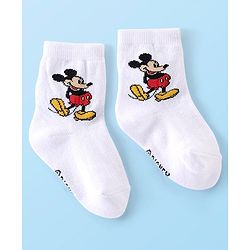 Cute Walk Disney By Babyhug Anti Bacterial Ankle Length Socks Mickey Mouse & Pooh Design Pack Of 3 - Multicolour