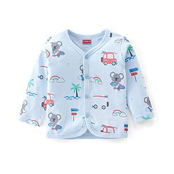 Babyhug 100% Cotton Knit Full Sleeves T-Shirt and Pajama Car Print- Blue
