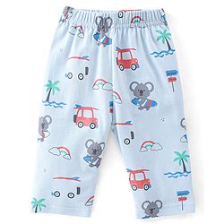 Babyhug 100% Cotton Knit Full Sleeves T-Shirt and Pajama Car Print- Blue