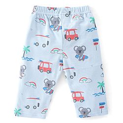 Babyhug 100% Cotton Knit Full Sleeves T-Shirt and Pajama Car Print- Blue