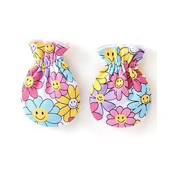 Babyhug 100% Cotton Knit Floral Print Mittens & Booties - Multicolor
