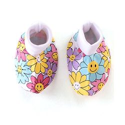 Babyhug 100% Cotton Knit Floral Print Mittens & Booties - Multicolor