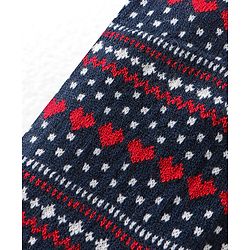 Babyhug Fleece Full Length Pants With Heart Print - Navy Blue