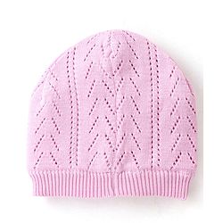 Babyhug 100% Cotton Knit Woollen Caps - Pink