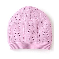 Babyhug 100% Cotton Knit Woollen Caps - Pink