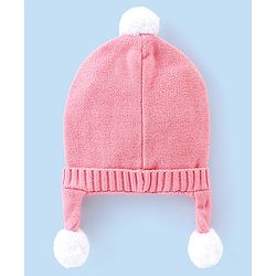 Babyhug 100% Cotton Knit Woollen Cap with Knot Design -Pink
