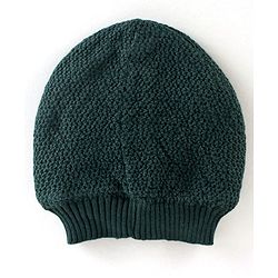 Babyhug Cotton Knit Embroidered Woollen Cap Olive Green - Diameter 10.5 cm