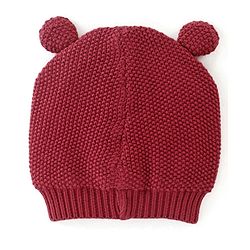 Babyhug 100% Cotton Cable Knit Design Woollen Cap with Ear Applique - Red