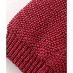 Babyhug 100% Cotton Cable Knit Design Woollen Cap with Ear Applique - Red