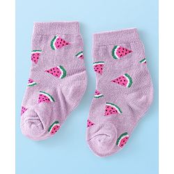 Cute Walk by Babyhug Anti-Bacterial Ankle Length Fruits Designed Socks Pack of 3 - Multicolour