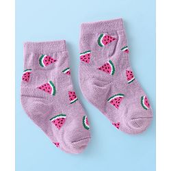 Cute Walk by Babyhug Anti-Bacterial Ankle Length Fruits Designed Socks Pack of 3 - Multicolour