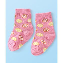 Cute Walk by Babyhug Anti-Bacterial Ankle Length Fruits Designed Socks Pack of 3 - Multicolour
